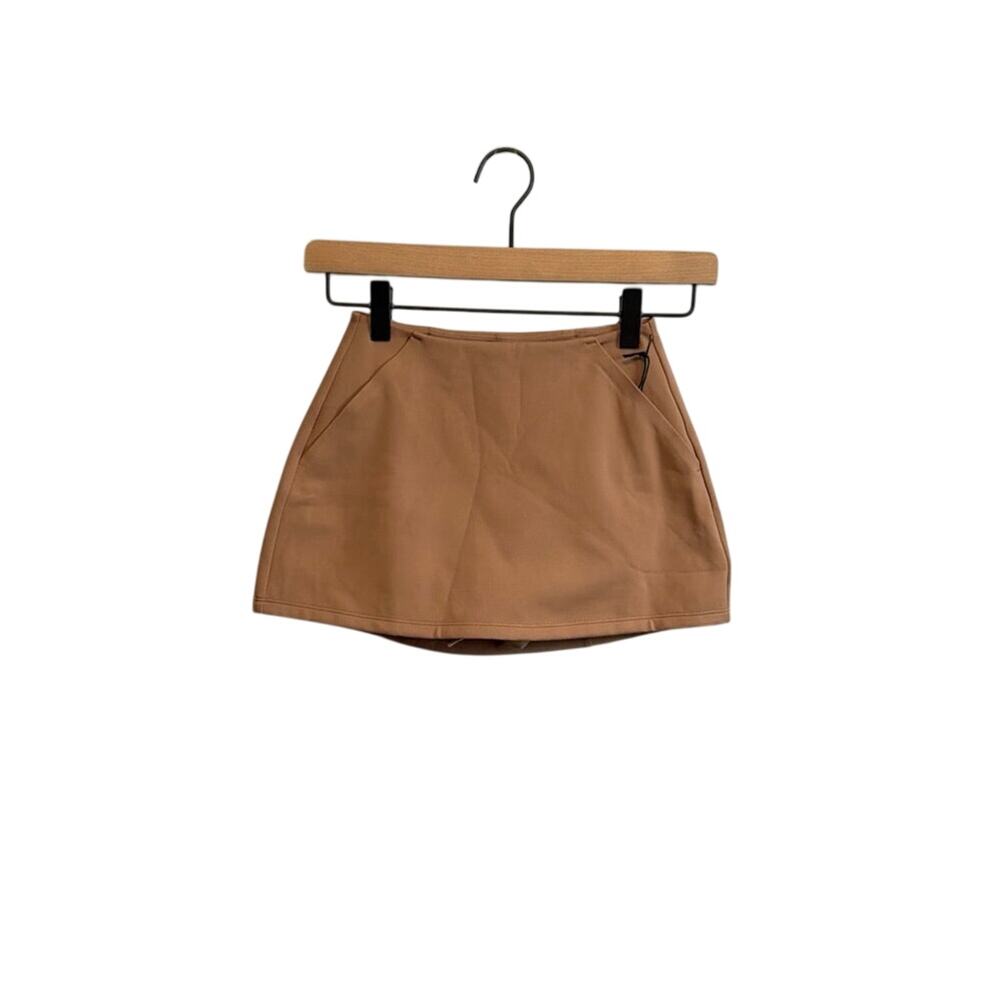 Girlfriend Collective Tan Ultra Mini Skirt Skort with Built in Shorts NWT XXS